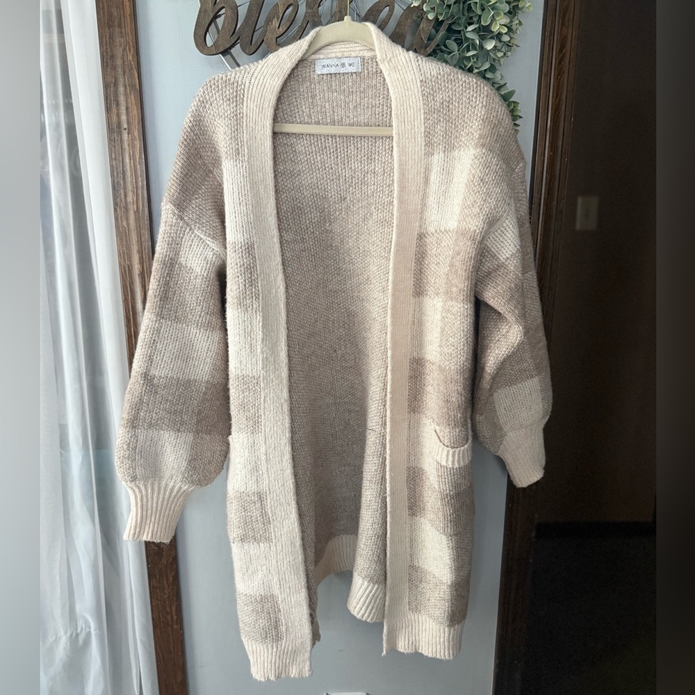 Cozy Beige and Cream Women's Cardigan
